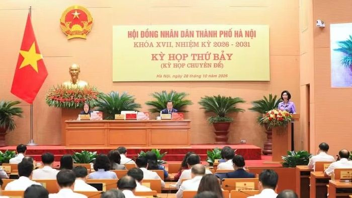 Hội đồng nhân dân thành phố Hà Nội khai mạc kỳ họp thứ bảy, khóa XVII. (Ảnh: MINH THU)