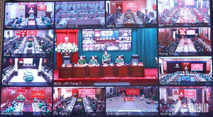 Hội nghị được tổ chức trực tuyến đến điểm cầu của công an các địa phương.