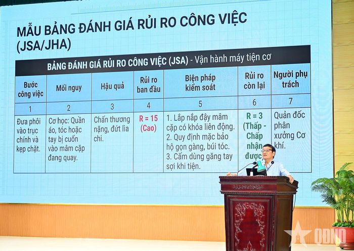 Giảng viên trình bày chuyên đề tại hội nghị tập huấn.