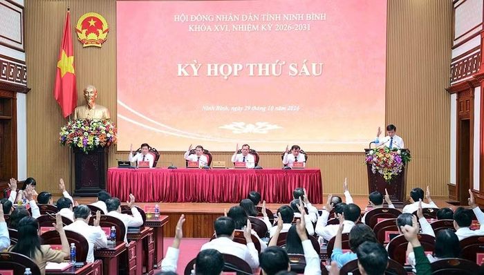 Các đại biểu biểu quyết thông qua nghị quyết tại kỳ họp. Ảnh: Báo Ninh Bình.