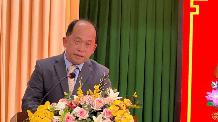 Ông Trương Trung Thắng, tân Chủ tịch phường Xuân Trường - Đà Lạt phát biểu nhận nhiệm vụ. Ảnh: Đ.Trọng.