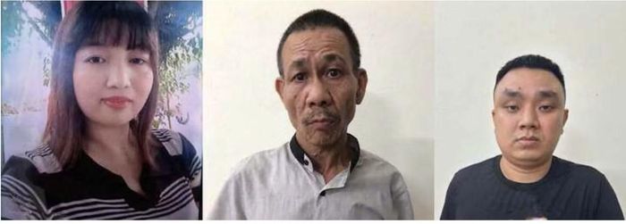Hà Thị Hằng, Nguyễn Văn Ngọc và Nguyễn Văn Mạnh (từ trái sang phải) tại cơ quan công an. (Ảnh: Công an tỉnh Hưng Yên).