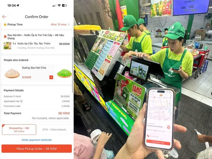 Tính năng “Đặt trước, lấy tại quán” giúp người dùng không phải chờ đợi lâu tại quán để có món ăn cho buổi tối.