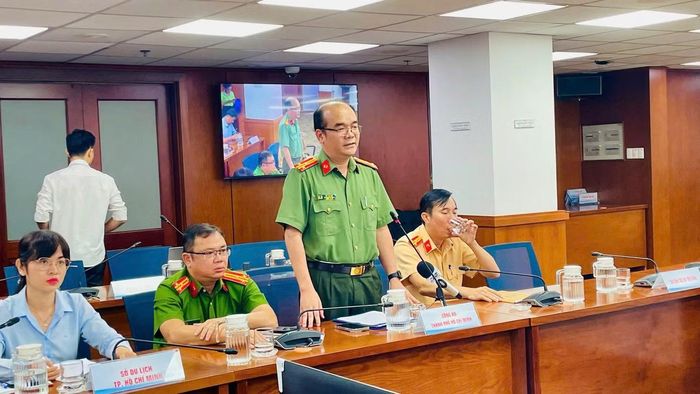 Thượng tá Hồ Thọ Hải, Phó trưởng Phòng An ninh mạng và phòng, chống tội phạm sử dụng công nghệ cao (PA05) tại họp báo.