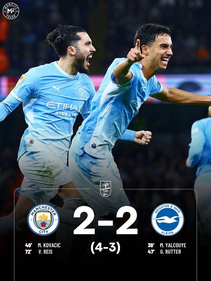 Man City giành tấm vé vào vòng tứ kết cúp Liên đoàn