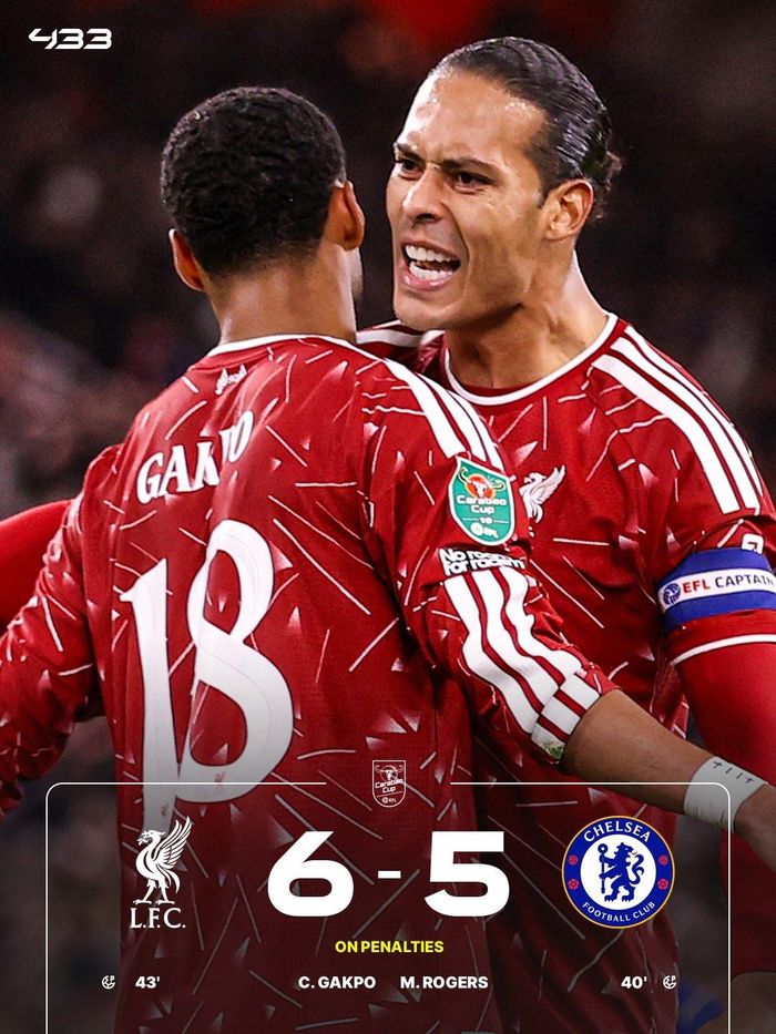 Liverpool thắng kịch tính sau loạt penalty