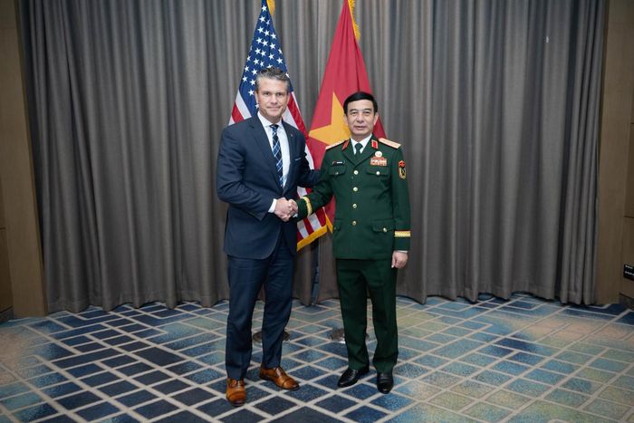 Đại tướng Phan Văn Giang và Bộ trưởng Chiến tranh Mỹ Pete Hegseth. Ảnh: Bộ Chiến tranh Mỹ