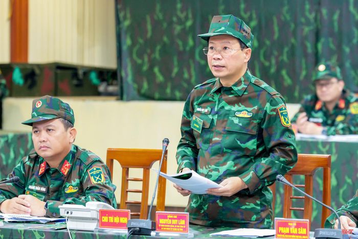 Đồng chí Nguyễn Duy Lâm – Ủy viên Trung ương Đảng, Bí thư Tỉnh ủy, Bí thư Đảng ủy Quân sự tỉnh, Trưởng ban Chỉ đạo diễn tập Khu vực phòng thủ tỉnh kết luận hội nghị.