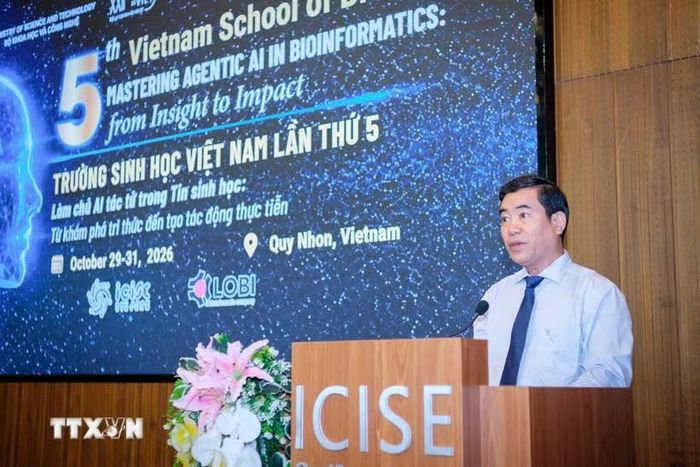 Phó Giám đốc Sở Khoa học và Công nghệ tỉnh Gia Lai Nguyễn Hữu Hà phát biểu. (Ảnh: Sỹ Thăng/TTXVN)