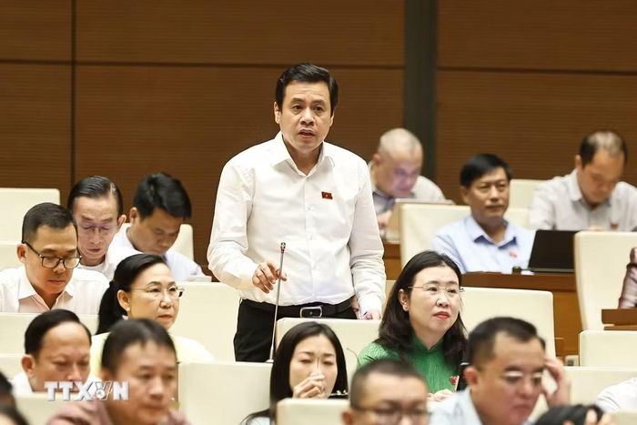 Đại biểu Quốc hội Thành phố Hồ Chí Minh Trần Anh Tuấn phát biểu. (Ảnh: Doãn Tấn/TTXVN)