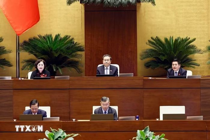 Chủ tịch Quốc hội Trần Thanh Mẫn chủ trì phiên họp. (Ảnh: Doãn Tấn/TTXVN)