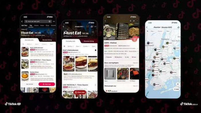 Giao diện tính năng Must Eat giúp người dùng tìm kiếm và lựa chọn nhà hàng trên TikTok. Ảnh: TikTok.