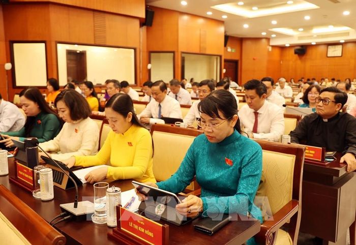 Các đại biểu thông qua chương trình Kỳ họp. Ảnh: Xuân Khu - TTXVN