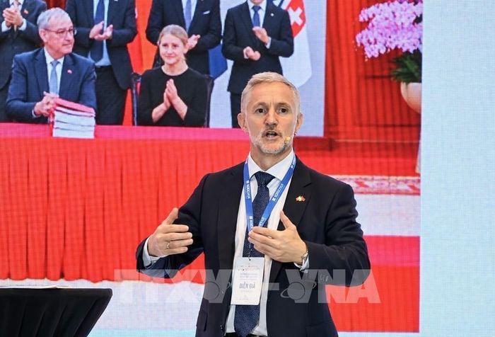 Đại sứ Na Uy tại Việt Nam Stein Iversen tại Diễn đàn Doanh nghiệp Bắc Âu - Việt Nam. Ảnh: Hữu Duyên - TTXVN