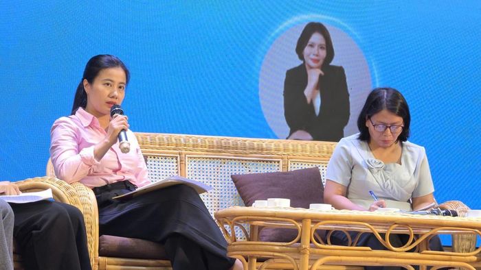 Thiếu tá Nguyễn Thị Bích Thủy, đại diện Cục Cảnh sát hình sự, Bộ Công an, chia sẻ về việc tổ chức điều tra thân thiện, sử dụng ngôn ngữ và cách hỏi phù hợp với trẻ bị xâm hại.