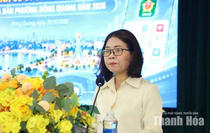 Lãnh đạo phường Đông Quang phát biểu tại lễ ra mắt mô hình.