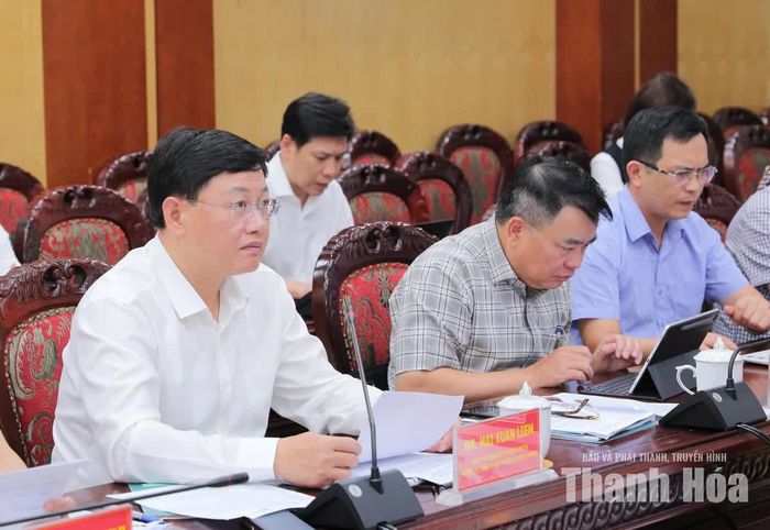 Phó Chủ tịch Thường trực UBND tỉnh Thanh Hóa Mai Xuân Liêm phát biểu tại buổi làm việc.