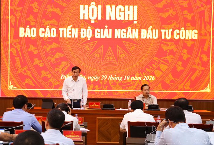 Đồng chí Lê Văn Lương, Phó Bí thư Tỉnh ủy, Chủ tịch UBND tỉnh phát biểu tại hội nghị.