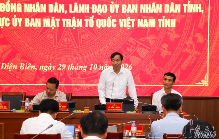 Đồng chí Lê Văn Lương, Phó Bí thư Tỉnh ủy, Chủ tịch UBND tỉnh phát biểu tại hội nghị.