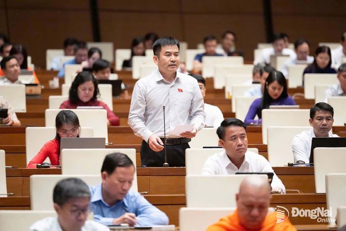Đại biểu Nguyễn Trung Kiên, Đoàn Đại biểu Quốc hội thành phố Đồng Nai phát biểu tại hội trường. Ảnh: CTV