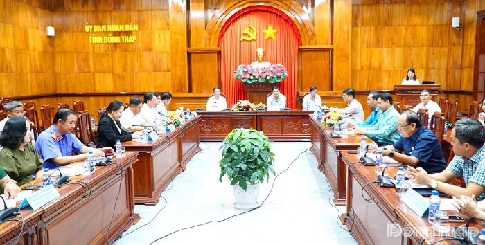 Quang cảnh buổi tọa đàm “Nâng cao hiệu quả công tác phổ biến, giáo dục pháp luật đáp ứng yêu cầu trong tình hình mới” trên địa bàn tỉnh Đồng Tháp năm 2026.