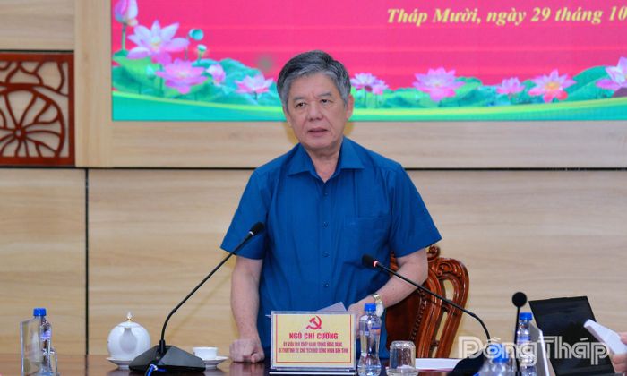 Đồng chí Ngô Chí Cường phát biểu tại buổi làm việc.