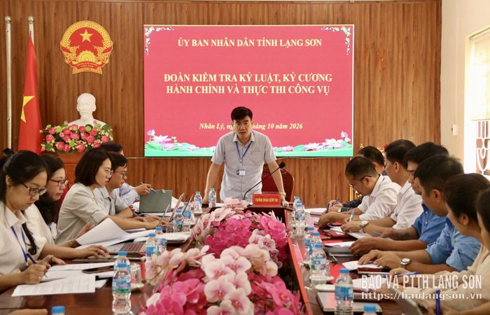 Lãnh đạo Sở Nội vụ, Trưởng đoàn kiểm tra phát biểu kết luận