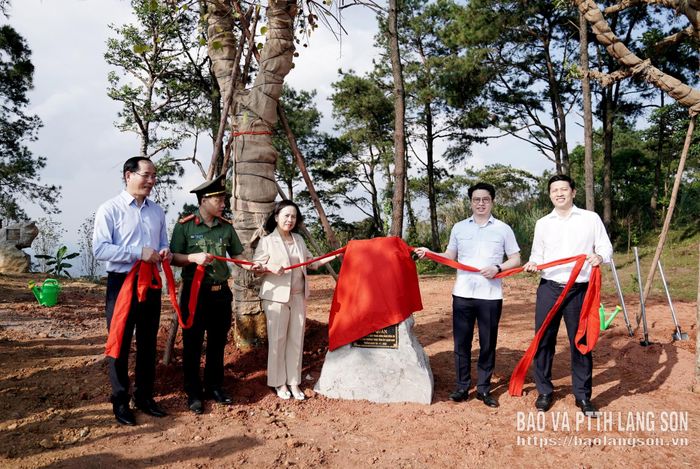 Các đồng chí lãnh đạo Tỉnh ủy, HĐND tỉnh, Công an tỉnh trồng cây lưu niệm tại Điểm cao 820