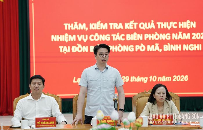 Đồng chí Trần Quân, Ủy viên dự khuyết Trung ương Đảng, Phó Bí thư Thường trực Tỉnh ủy phát biểu tại buổi khảo sát