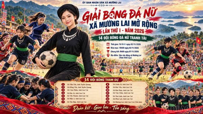 Giải bóng đá nữ mở rộng lần thứ nhất năm 2026 xã Mường Lai tổ chức có 14 đội đăng ký tham gia tranh tài.
