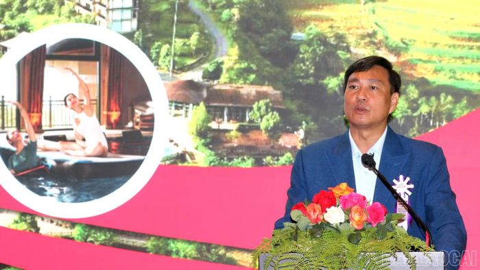 Lãnh đạo Sở Văn hóa, Thể thao và Du lịch phát biểu tại Hội thảo kết nối doanh nghiệp.