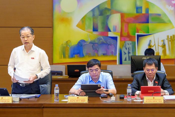 Đại biểu Nguyễn Văn Quảng, Bí thư Trung ương Đảng, Chánh án Tòa án nhân dân tối cao, ĐBQH tỉnh Lâm Đồng, góp ý dự thảo Nghị quyết về thí điểm cơ chế thu hồi và xử lý tài sản liên quan đến tội phạm không qua kết tội