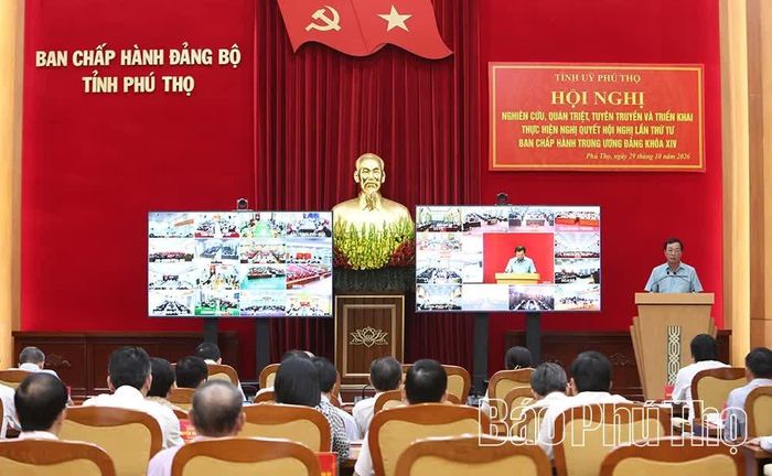 Quang cảnh điểm cầu Tỉnh ủy Phú Thọ.