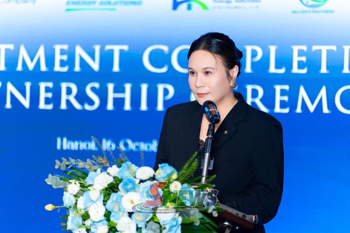 Bà Đặng Thị Thu Hiền, đại diện chủ sở hữu An Lâm's Brothers phát biểu tại buổi lễ. Ảnh CTV