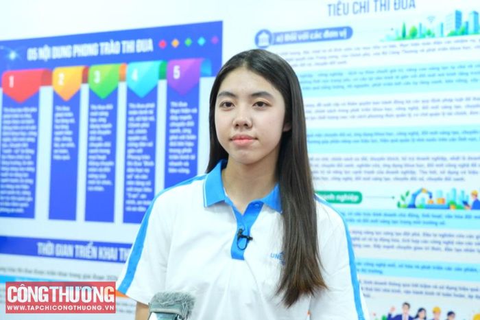 Sinh viên Dương Thị Kim Anh, Trường Đại học Kinh tế - Kỹ thuật Công nghiệp (UNETI), dự định tham gia các hoạt động đổi mới sáng tạo gắn với tiết kiệm năng lượng, tái chế và bảo vệ môi trường.