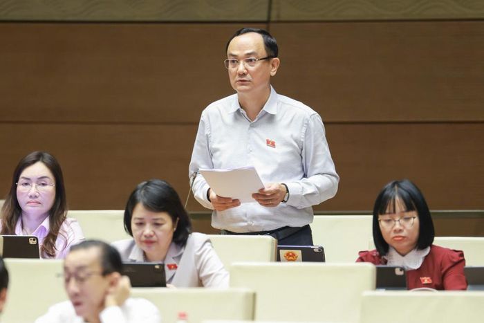 Đại biểu Nguyễn Ngọc Sơn, Đoàn ĐBQH thành phố Hải Phòng phát biểu tại phiên thảo luận. (Ảnh: Quang Vinh)