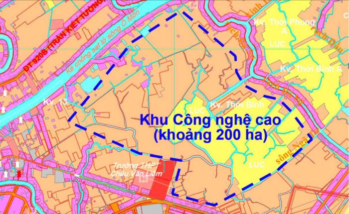 Vị trí dự kiến Khu công nghệ cao Cần Thơ.