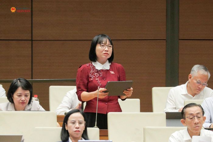 ĐBQH Nguyễn Thị Việt Nga (TP. Hải Phòng) phát biểu. Ảnh Hồ Long