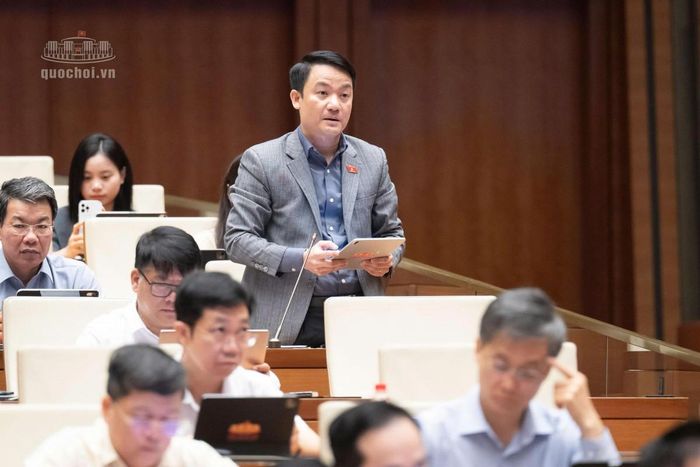 Đại biểu Lê Văn Thế - Đoàn Ninh Bình phát biểu tranh luận. Ảnh: Media Quốc hội