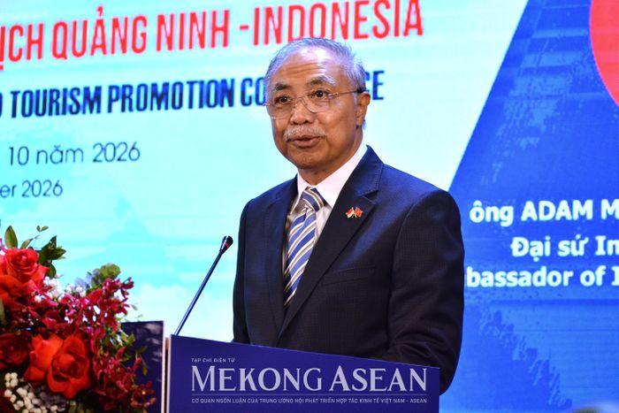  Đại sứ Indonesia tại Việt Nam Adam M.Tugio phát biểu tại hội nghị. Ảnh: Lê Hồng Nhung - Mekong ASEAN. 