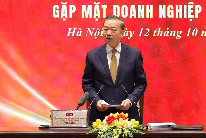 Tổng Bí thư, Chủ tịch nước Tô Lâm phát biểu tại buổi gặp mặt doanh nhân ngày 12/10/2026