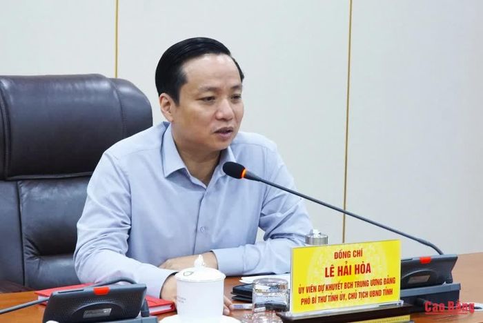 Chủ tịch UBND tỉnh Lê Hải Hòa phát biểu tại buổi làm việc.