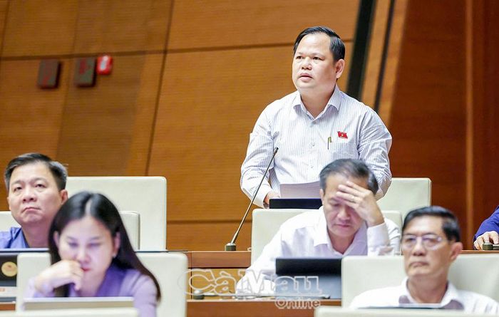 Đại biểu Nguyễn Duy Thanh, Phó Chủ tịch Hiệp hội Doanh nghiệp tỉnh Cà Mau, Uỷ viên Uỷ ban Kinh tế và Tài chính của Quốc hội, góp ý dự án Luật.
