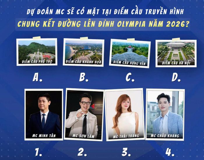 Bốn MC được hé lộ tại 4 điểm cầu. (Ảnh: VTV)