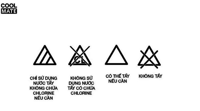 Ký hiệu hướng dẫn dùng chất tẩy rửa. (Nguồn: Coolmate)