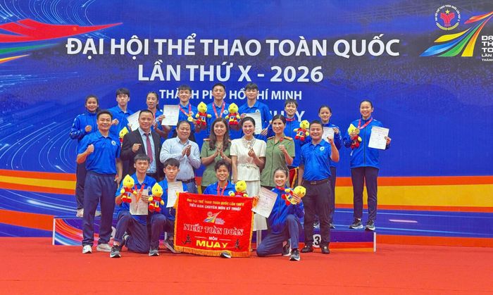 Các thành viên đội Muay Hà Nội tại Đại hội Thể thao toàn quốc lần thứ X năm 2026. Ảnh: Dương Ngọc