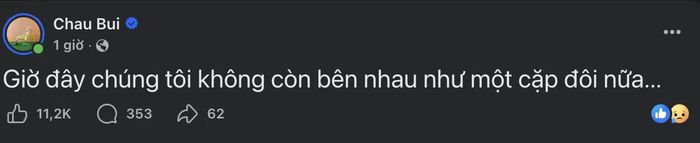 Châu Bùi đăng dòng trạng thái ẩn ý trên trang cá nhân.
