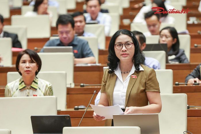 Đại biểu Nguyễn Thị Lan (đoàn TP Hà Nội) phát biểu. Ảnh: Quang Vinh