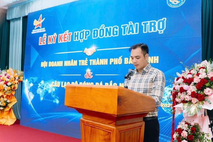 Chủ tịch Hội Doanh nhân trẻ TP. Bắc Ninh Nguyễn Văn Đại phát biểu tại buổi lễ
