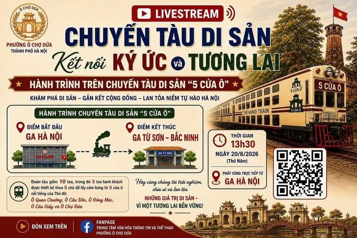 Poster chương trình livestream “Chuyến tàu di sản - Kết nối ký ức và tương lai” của phường Ô Chợ Dừa